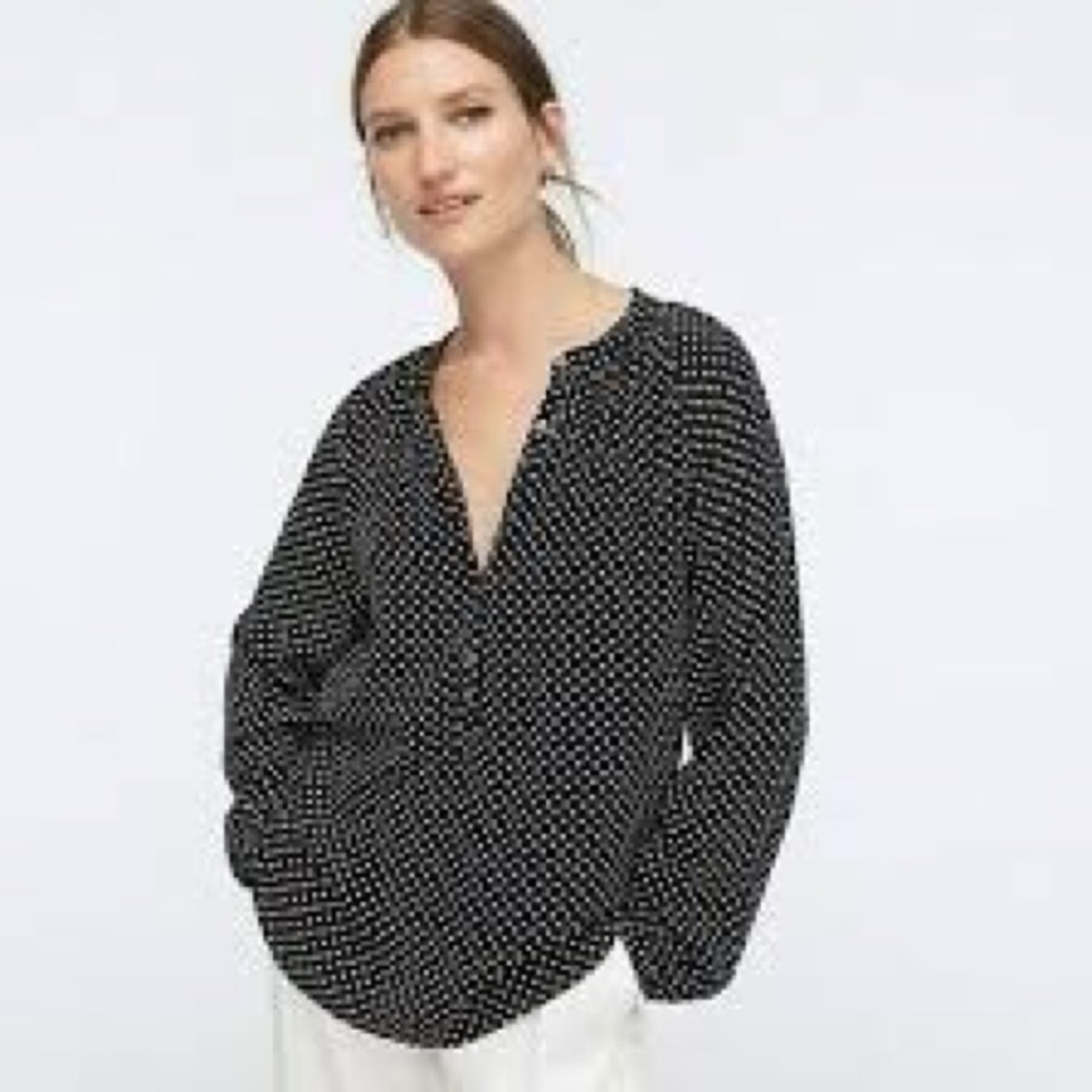 J Crew black polka dot blouse